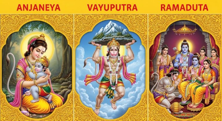 Anjaneya, Vayuputra, and Ramaduta: The Three Divine Names of Hanuman — Meaning, Mantras, and Spiritual Significance