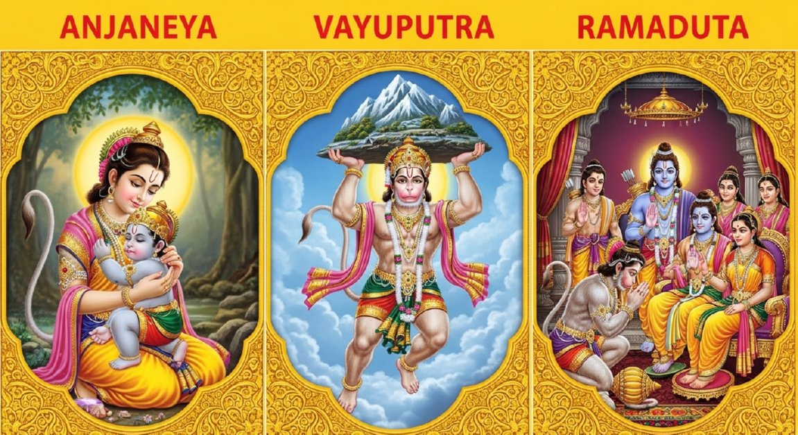 Anjaneya, Vayuputra, and Ramaduta: The Three Divine Names of Hanuman — Meaning, Mantras, and Spiritual Significance