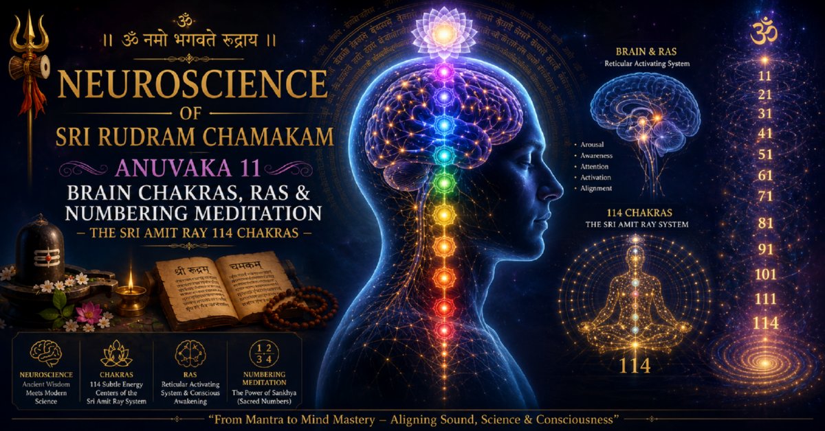 Neuroscience of Sri Rudram Chamakam Anuvaka 11: Brain Chakras, RAS and Numbering Meditation - The Sri Amit Ray 114 Chakras