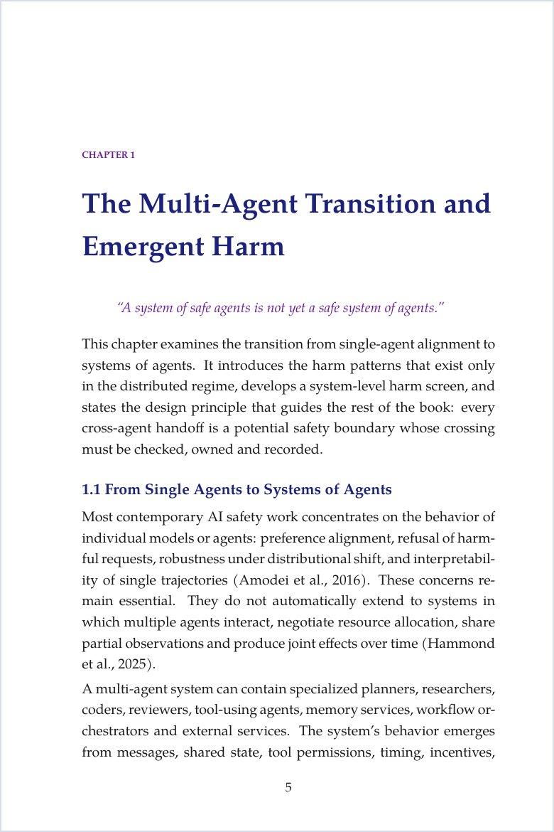 Sample page: the opening of Chapter 1, The Multi-Agent Transition and Emergent Harm