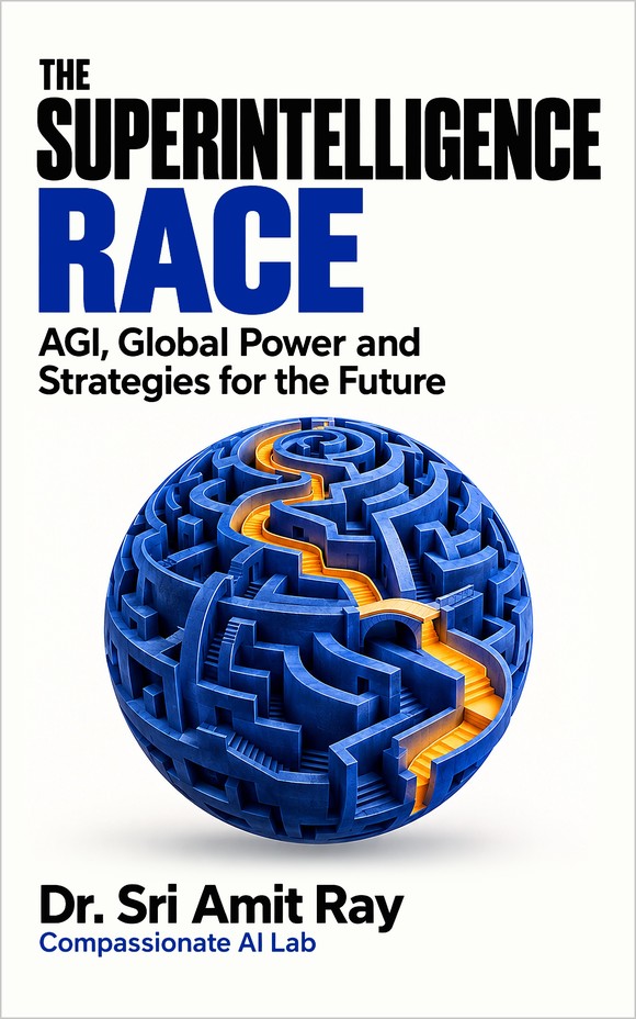 Front cover of The Superintelligence Race: AGI, Global Power and Strategies for the Future by Dr. Sri Amit Ray